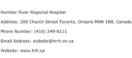 humber river hospital email address