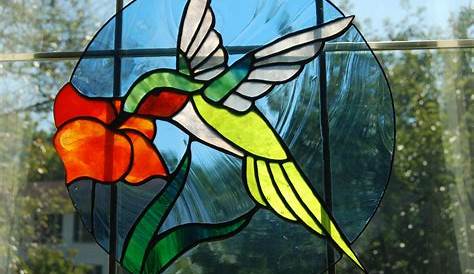Stained Glass Hummingbird Round Suncatcher Orange Yellow