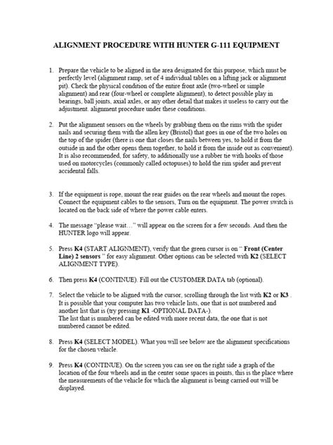 Hunter Alignment Procedure