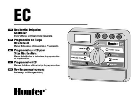 [52+] Manual Hunter Xc Irrigation Controller Hunter Sprinkler Hunter