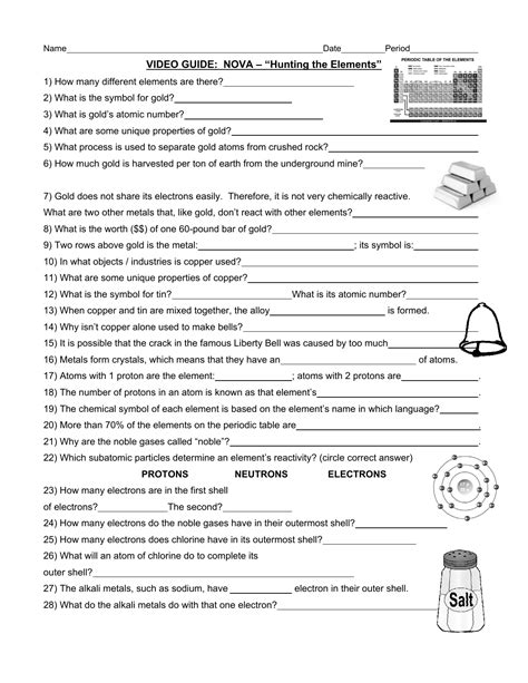 hunting the elements video worksheet