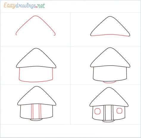 How to draw a hut house step by step YouTube