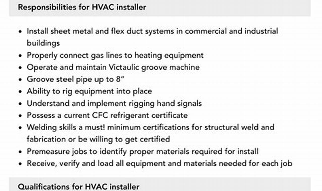 HVAC Installer Job Description: A Comprehensive Guide