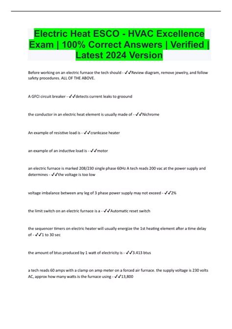 Hvac Excellence Electrical Practice Test