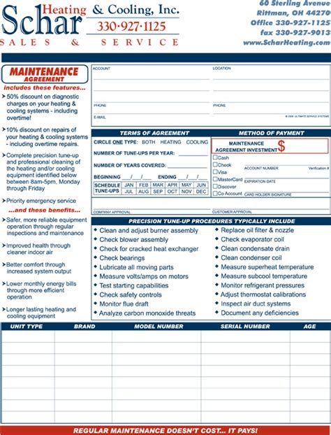 Hvac Maintenance Forms