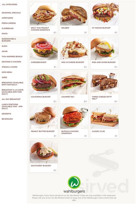 hy-vee bakery menu