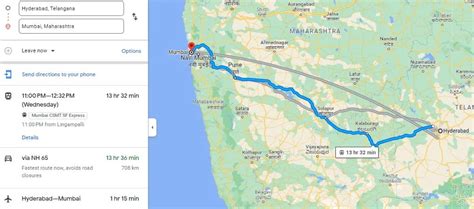 hyderabad to mumbai distance and fare