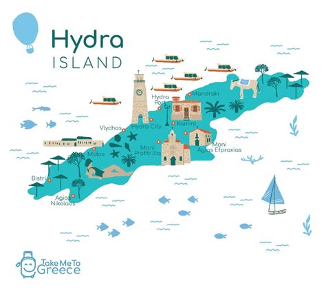 Large detailed map of Hydra