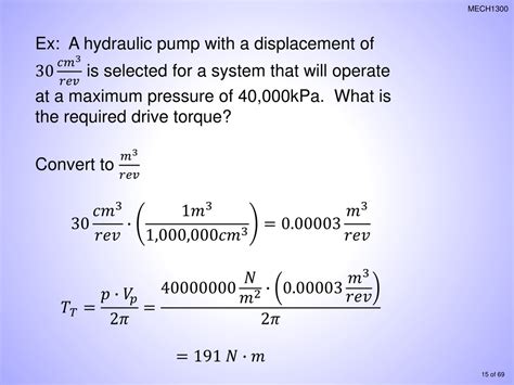 Hydraulic Pump Displacement Formula