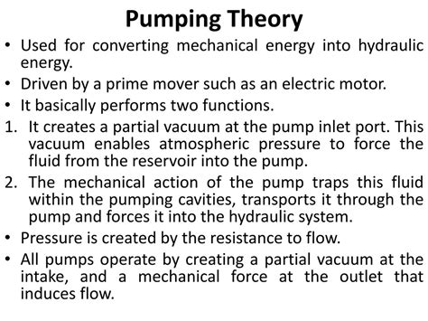 Hydraulic Pump Theory