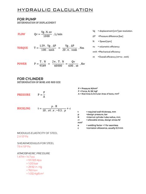 Hydraulics Calculations Pdf