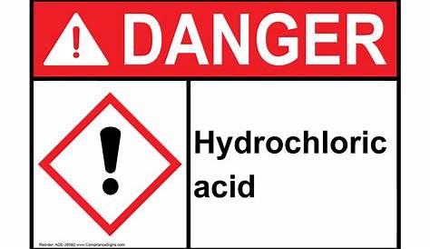 Danger Hydrochloric AcidSelfAdhesiveHiTech Safety Signs