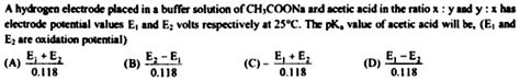 Hydrogen Electrode Placed In A Buffer Solution Of Ch3Coona
