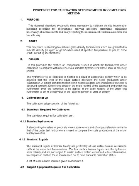 Hydrometer Calibration Procedure Pdf