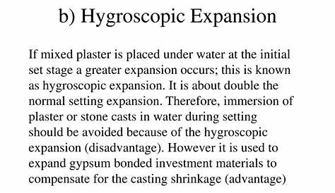 Hygroscopic Setting Expansion Definition Gypsum