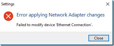 Hyper-V Error Applying Network Adapter Changes