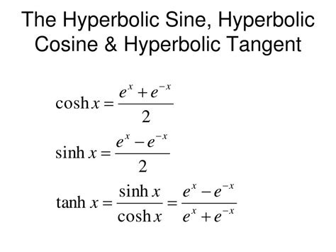 hyperbolic functions in terms of e