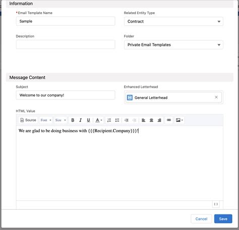 Hyperlink For Salesforce Letterhead Template