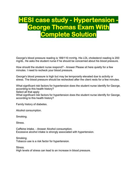 hypertension hesi case study