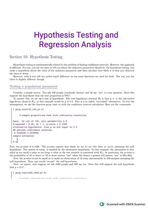 hypothesis testing regression analysis