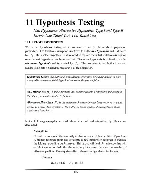 Hypothesis Testing Report Example