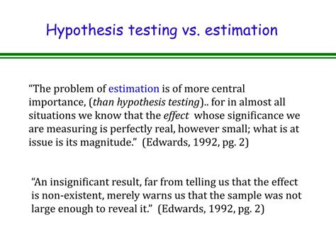 Hypothesis Testing Vs Estimation