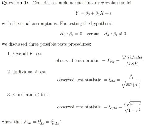 hypothesis tests in the simple linear regression model