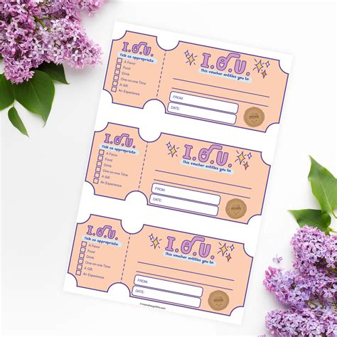 Printable Personalised IOU (I Owe You) Coupon Voucher Templates Mama