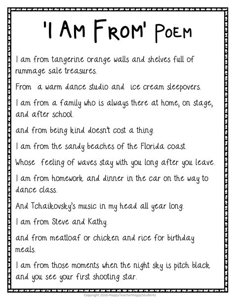 i'm from poem examples for students