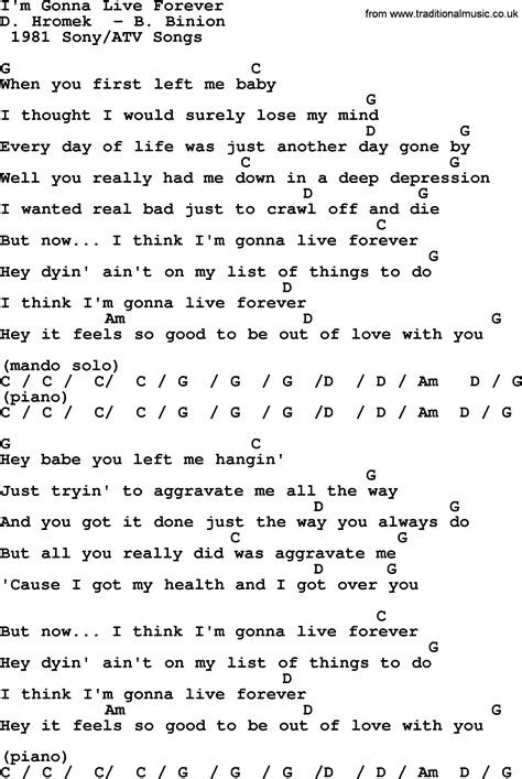 i'm gonna live forever lyrics and chords