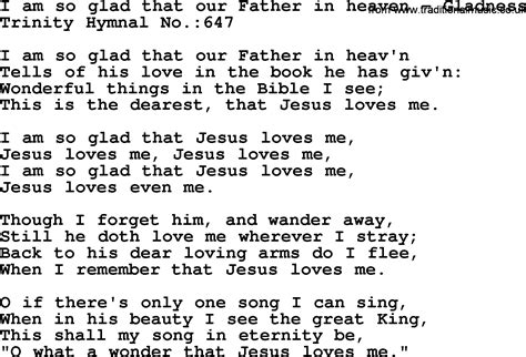 i am so glad that our father in heaven lyrics