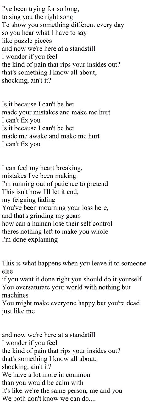 i can't fix you lyrics copy and paste