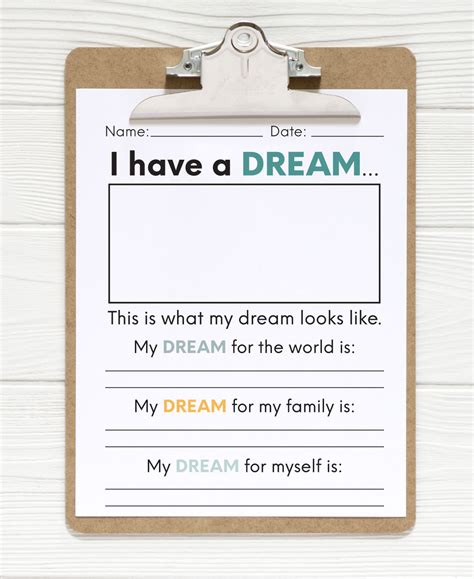 i have a dream worksheet for kids