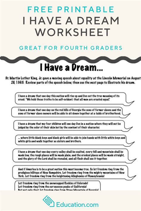 i have a dream worksheet pdf