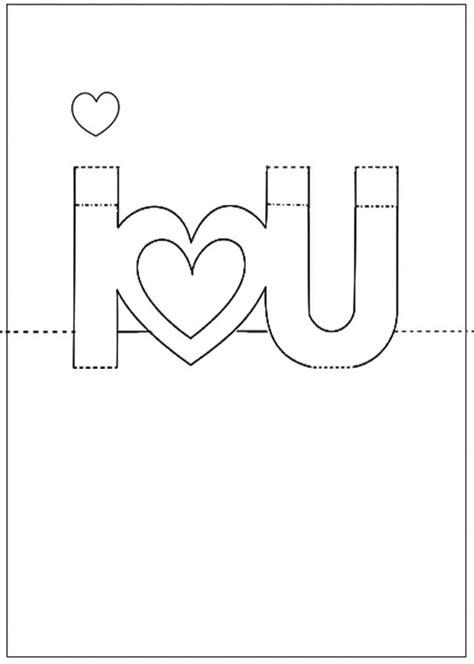 i love you pop up card template printable
