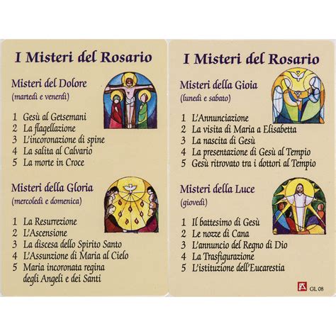 i misteri del santo rosario da stampare