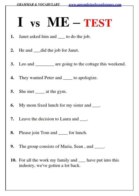 i vs me worksheet with answers