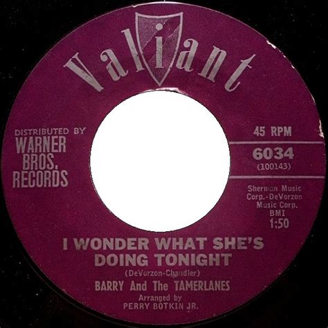 Barry And The Tamerlanes I Wonder What She's Doing Tonight (1963