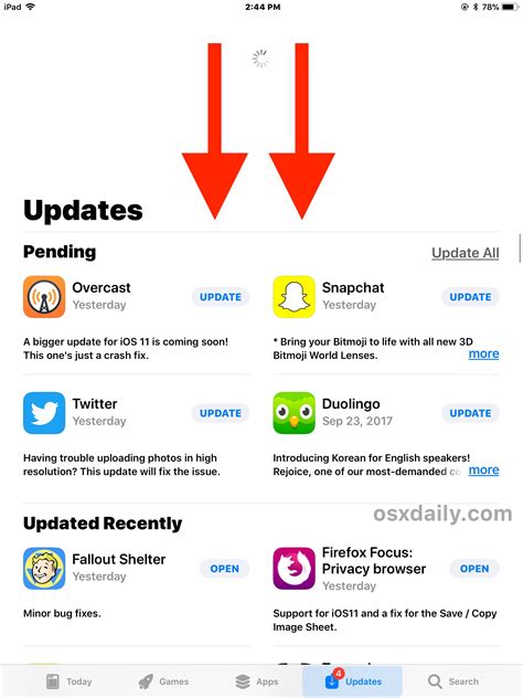 iOS app updates