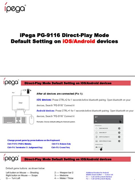iPega Gamepad Direct-Play Mode Default Setting on iOS/Android 