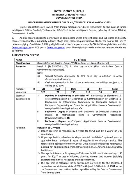 ib jio notification 2023 pdf