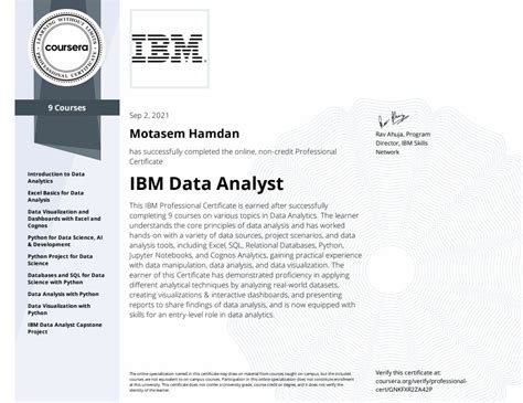 ibm data analyst professional certificate answers