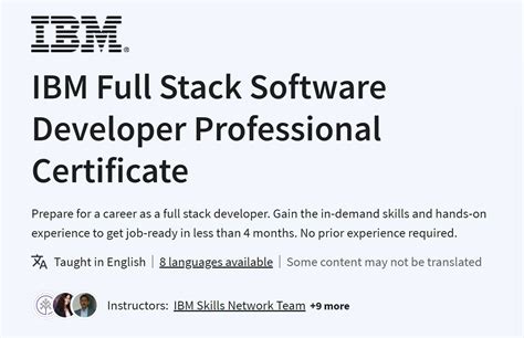 ibm full stack software developer professional certificate fees