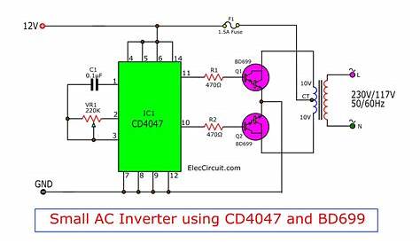 Ic Cd4047 Inverter Circuit Four CD4047 60W100W 12VDC To 220VAC