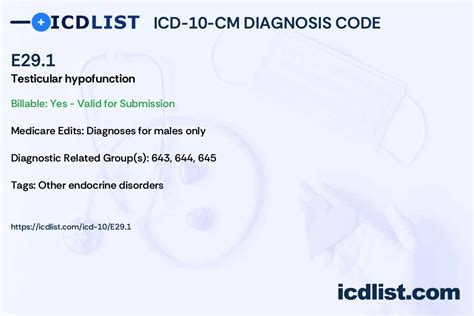 icd 10 code e29.1 description