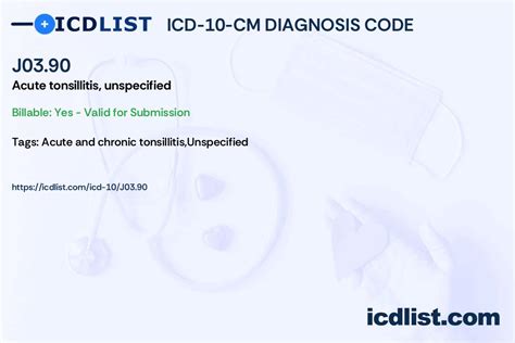 icd 10 code for acute tonsillitis