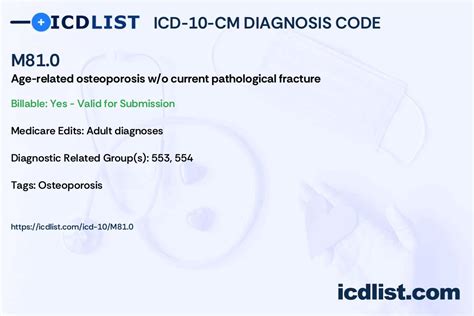 icd 10 code for osteoporosis without current pathological fracture