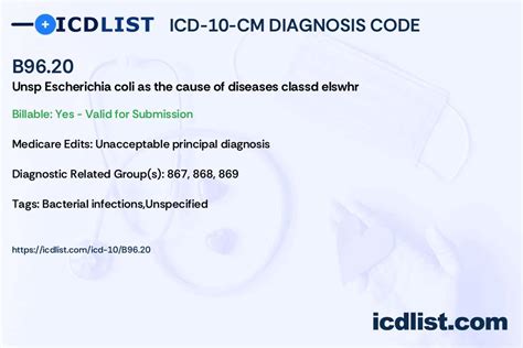 icd 10 diagnosis code for e coli bacteremia