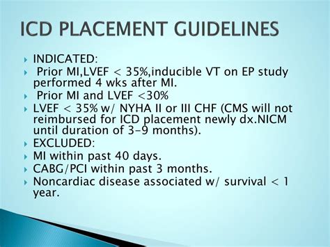 Icd Placement Guidelines