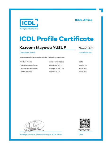 ICDL Certificate [Download PDF]